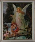 Anioł Stróż z dziećmi na kładce